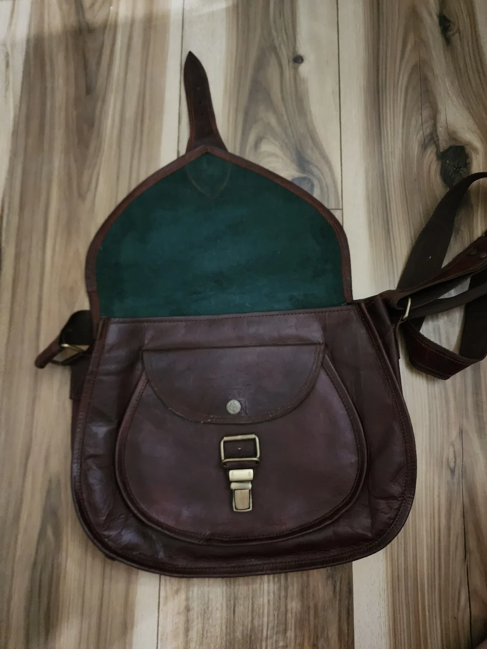 Vintage Brown Leather Messanger Crossbody Satchel